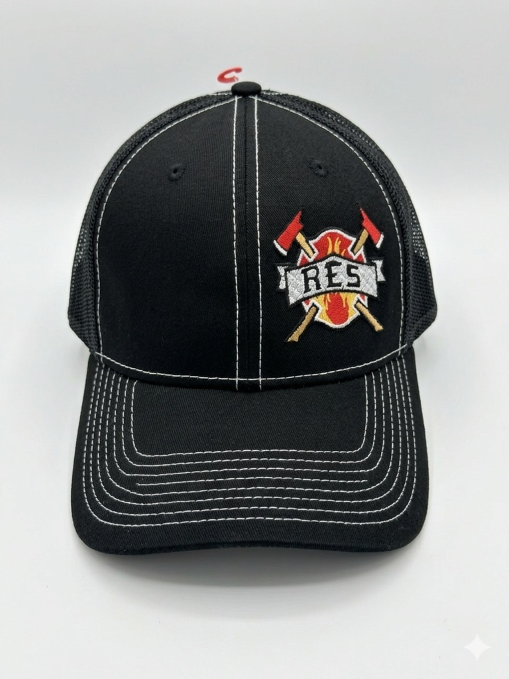 New Era 39THIRTY Fire Rescue Hat Black Mesh Flexfit M/L RES Axes Cap